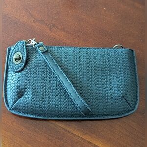 Joy Susan Weave Vegan Leather Wristlet Navy